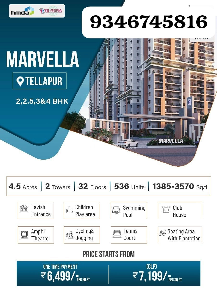 2, 2.5, 3, 4 BHK Flat for Sale in Tellapur, Hyderabad Image 1